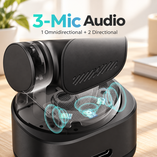 4K AI Tracking Webcam with Triple Microphones